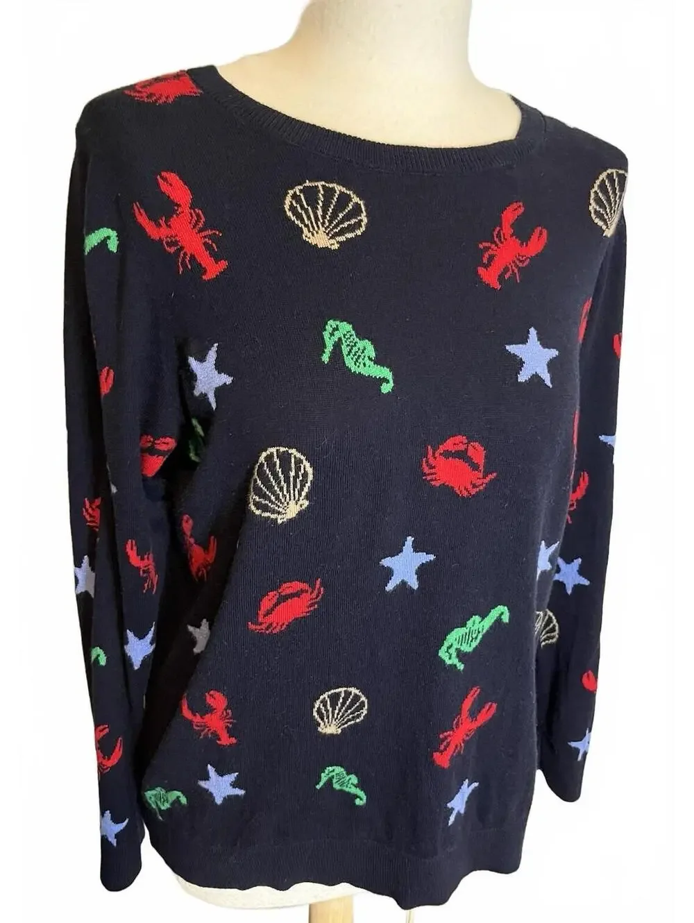 Talbot’s Sea Creatures All Over Novelty Sweater size 1XP (fits like an XLP) Soft